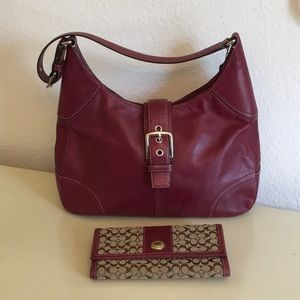 Coach Leather Purse / Signature Canvas Wallet Set!